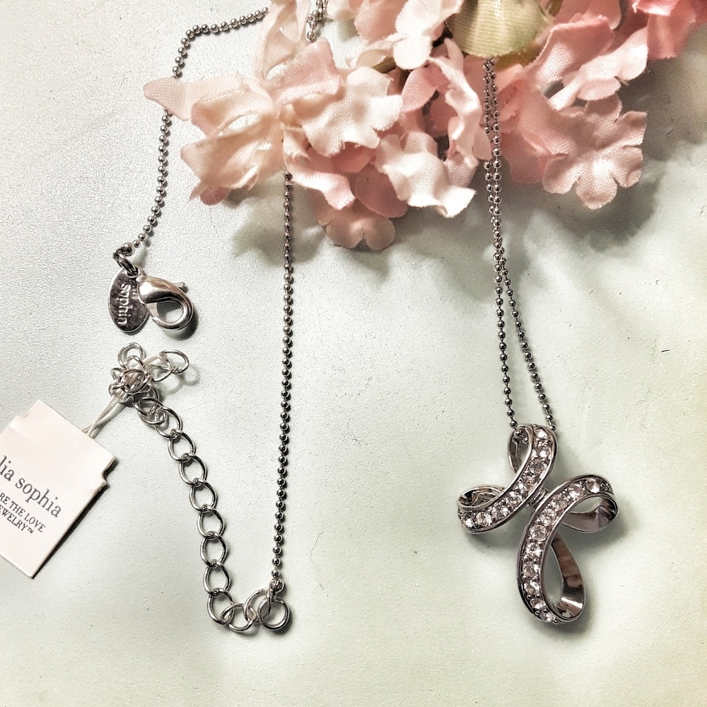 Lia Sophia NWT Twisted Cross Rhinestone Necklace